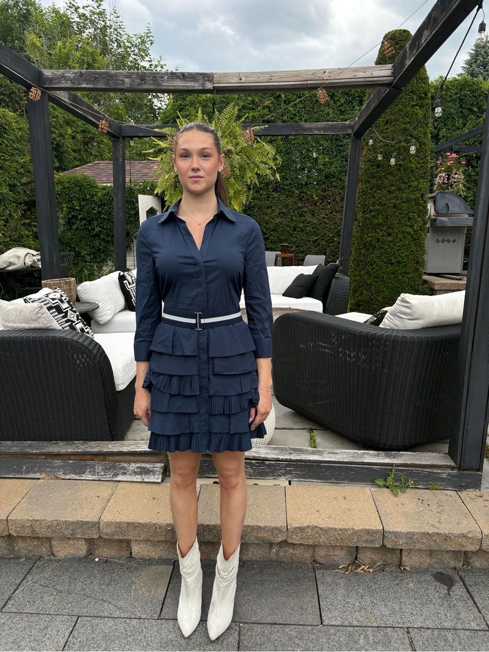 BCBG Max Mara Navy Shirt Dress with Belt size S